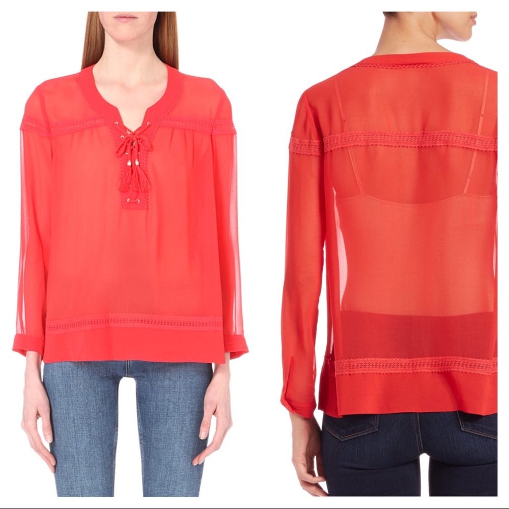 The Kooples chiffon lace up blouse
